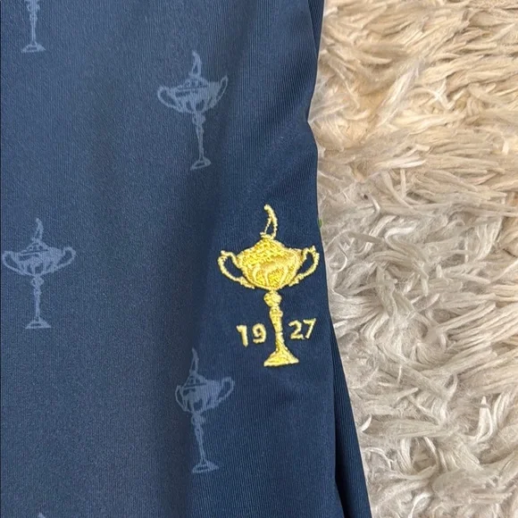 Foot Joy Navy Polo Shirt with Gold President’s Cup Embroidery - Picture 2 of 5